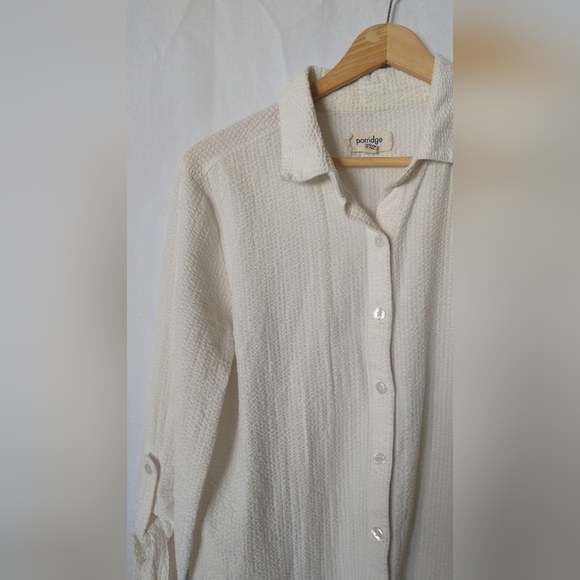 Anthropologie Porridge Button Down Cream Button-Up Shirt XSMALL - Picture 2 of 5